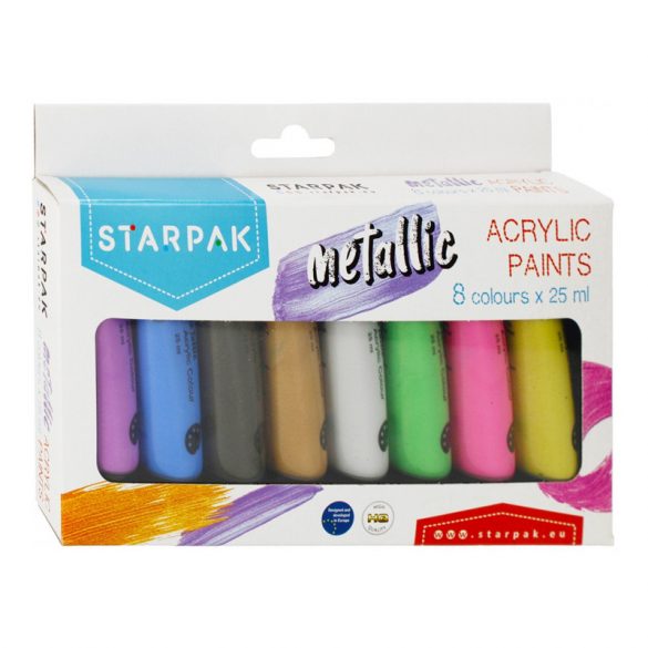 STARPAK metálfényű akrilfesték 8 szín 25ml 484980