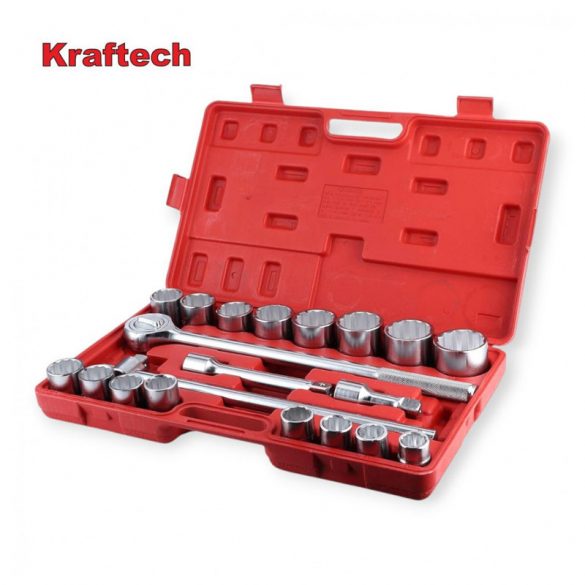 KrafTech  21 Darabos 3/4"-os Meghajtású 12 Pontos Racsniskulcs Króm Dugókulcs Készlet HB-6889