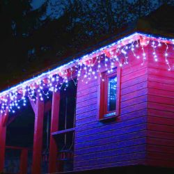 Kék fehér jégcsap fűzér, 180 LED 8 méter icicle180K